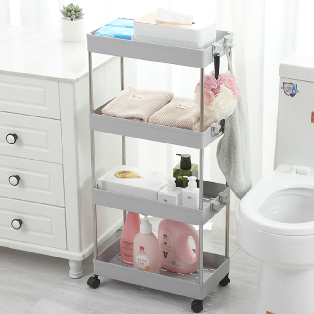 Kệ Nhà Tắm 4 Tầng Để Dầu Gội Sữa Tắm,  Có Bánh Xe Di Chuyển Linh Hoạt Để Khe Hẹp Tiết Kiệm Diện Tích Tận Dụng Không Gian Hở - Giao Màu Ngẫu Nhiên