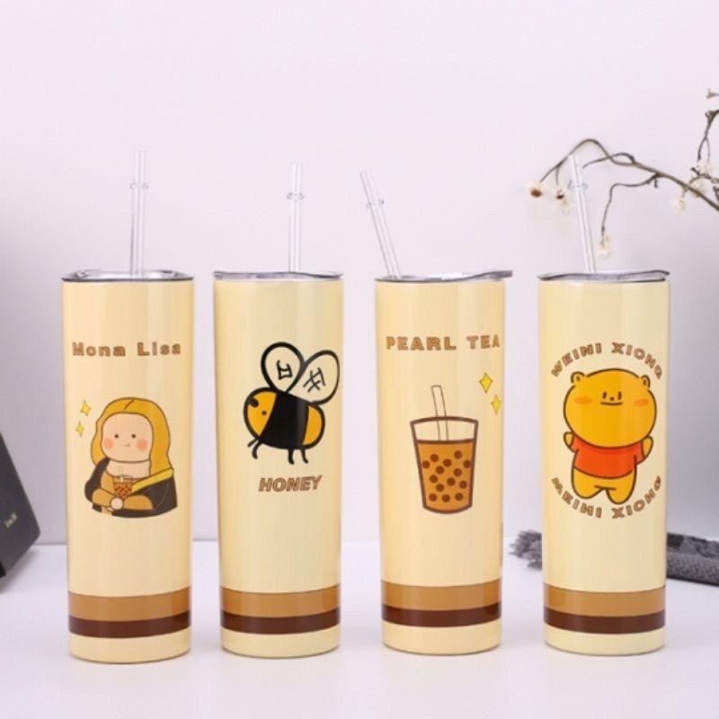 Ly giữ nhiệt loại lớn inox 304 không gỉ tặng kèm ống hút có nắp đậy 650ml sang trọng