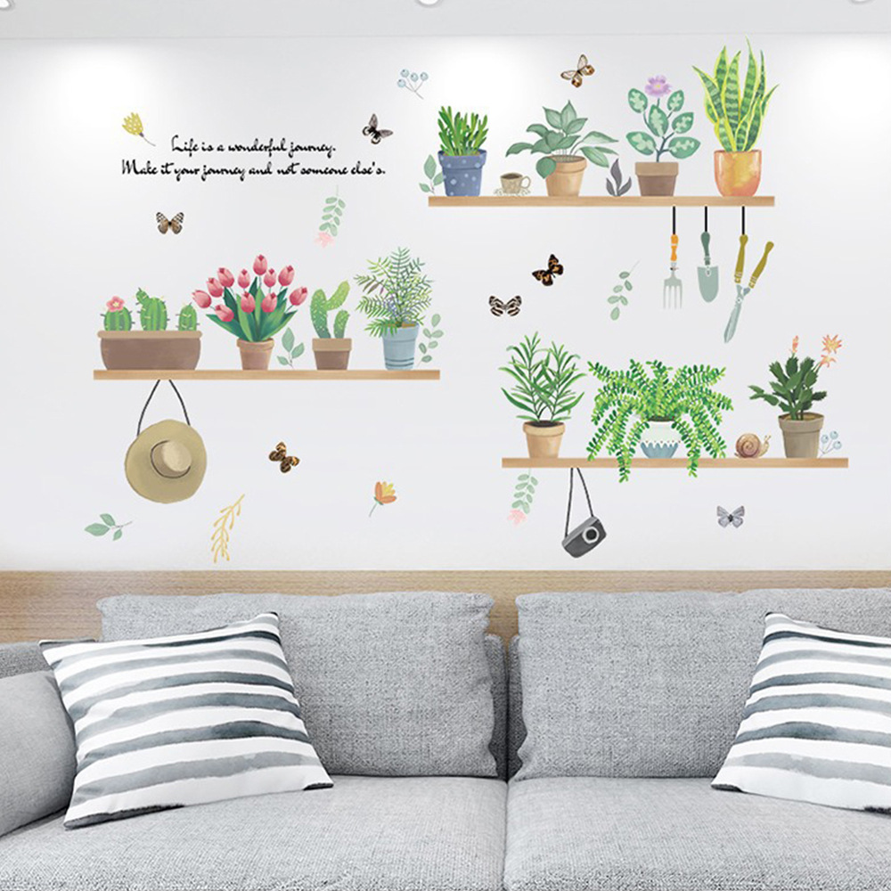 Decal giấy dán tường kệ xương rồng  XL7249