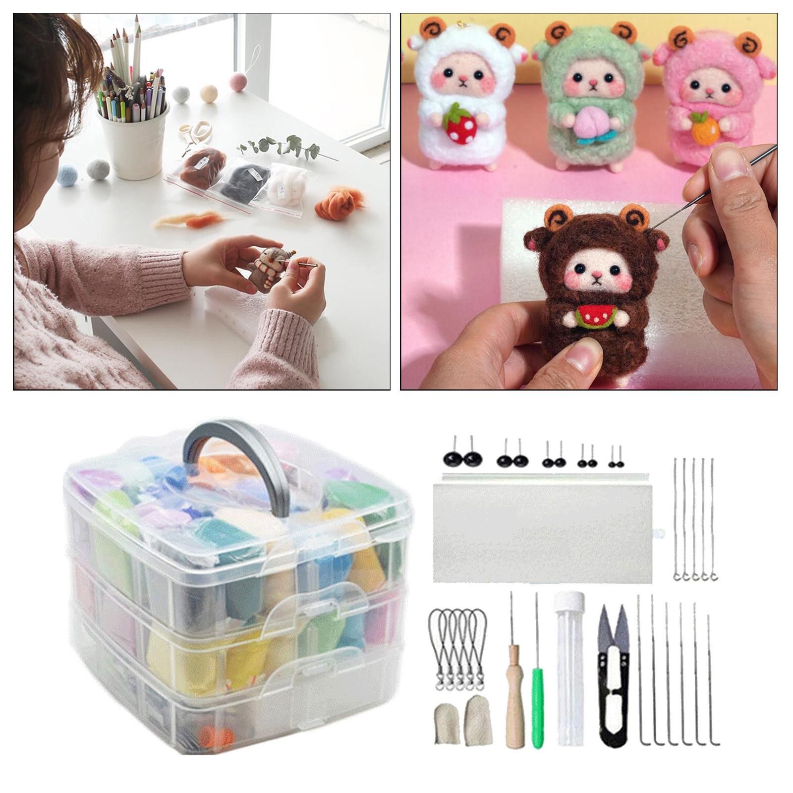 Premium All in Needle Felting Kit Supplies Felt Work Tools Storage Box Animal Toys Crafting Hand Crafts