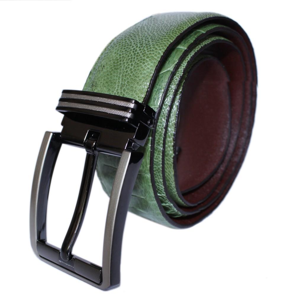 HC4485 - Dây nịt nam da đà điểu Huy Hoàng 4P đầu kim màu xanh rêu