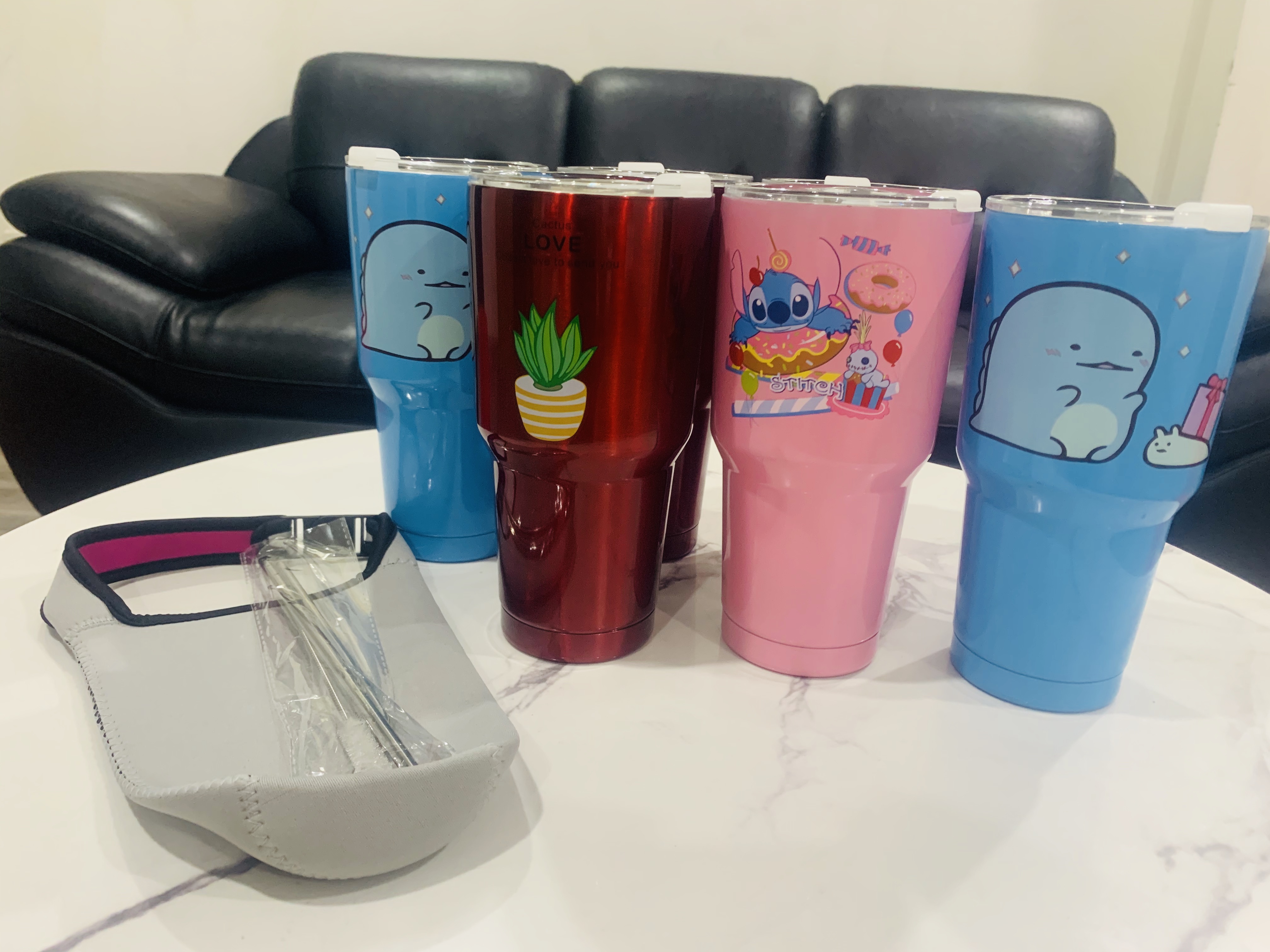 Cốc giữ nhiệt Thái Lan 900ml kèm 2 ống hút, túi đựng và cọ rửa cao cấp