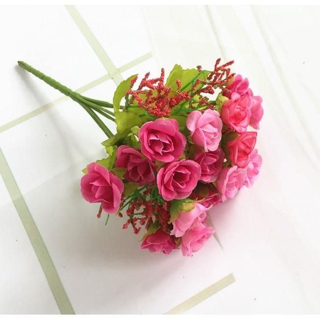 Hình ảnh Hoa giả - Chùm hoa hồng kim cương nhí 20 bông trang trí nội thất nhà cửa decor quán cafe