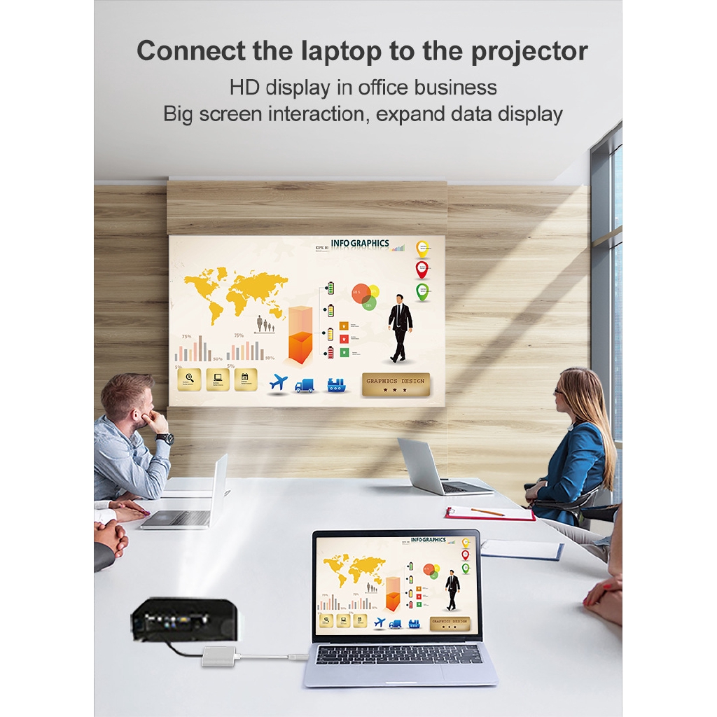 Cáp chuyển đổi hub Type C 4K Vinetteam 4 in 1 Type C ra HDMI VGA USB 3.0 và cổng sạc chuyên dụng cho điện thoại, laptop hỗ trợ chế độ Dex - hàng chính hãng