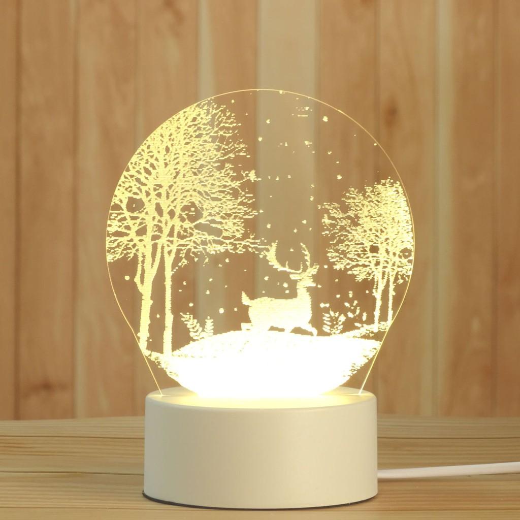 Đèn ngủ để bàn 3d trang trí dễ thương bóng led, đồ decor phòng ngủ cute 2 chế độ sáng cắm điện trực tiếp