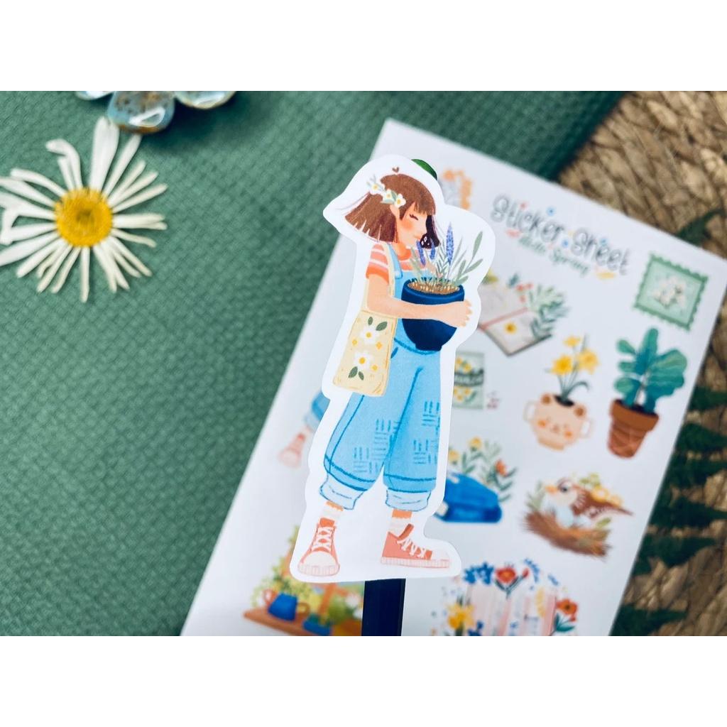 Sticker sheet hello spring - chuyên dán, trang trí sổ nhật kí, sổ tay | Bullet journal sticker