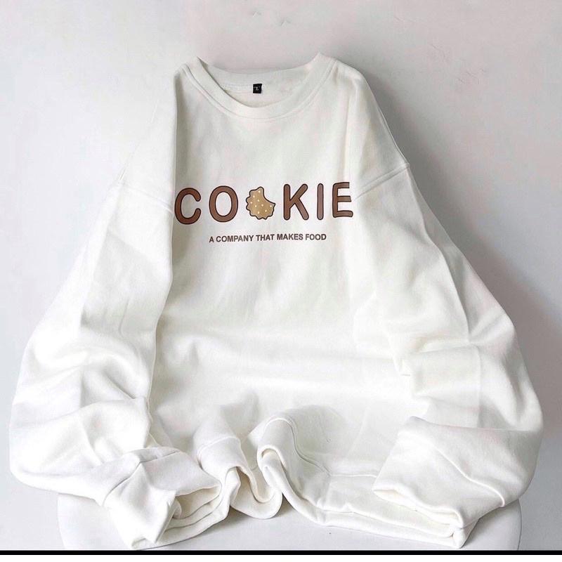 Áo Sweater Chữ Ngực COOKIE Form Rộng Tay Phồng Ulzzang