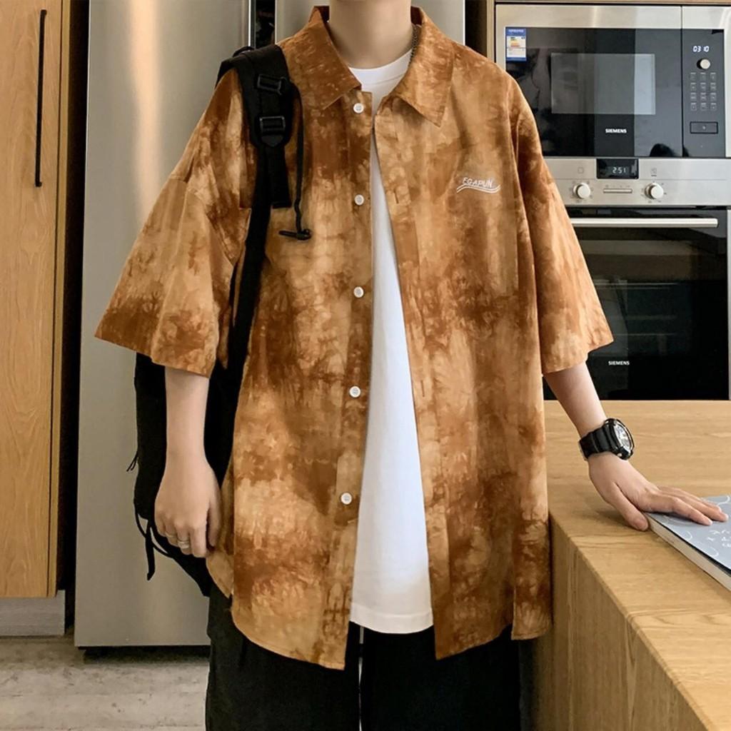 Áo sơ mi nam nữ loang màu in hình EGAPUN cực hot