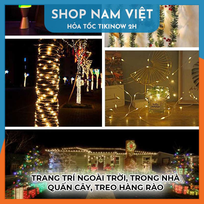Đèn Led Đom Đóm Hạt Gạo Chống Nước Trang Trí Ngoài Trời, 8 Chế Độ Nháy
