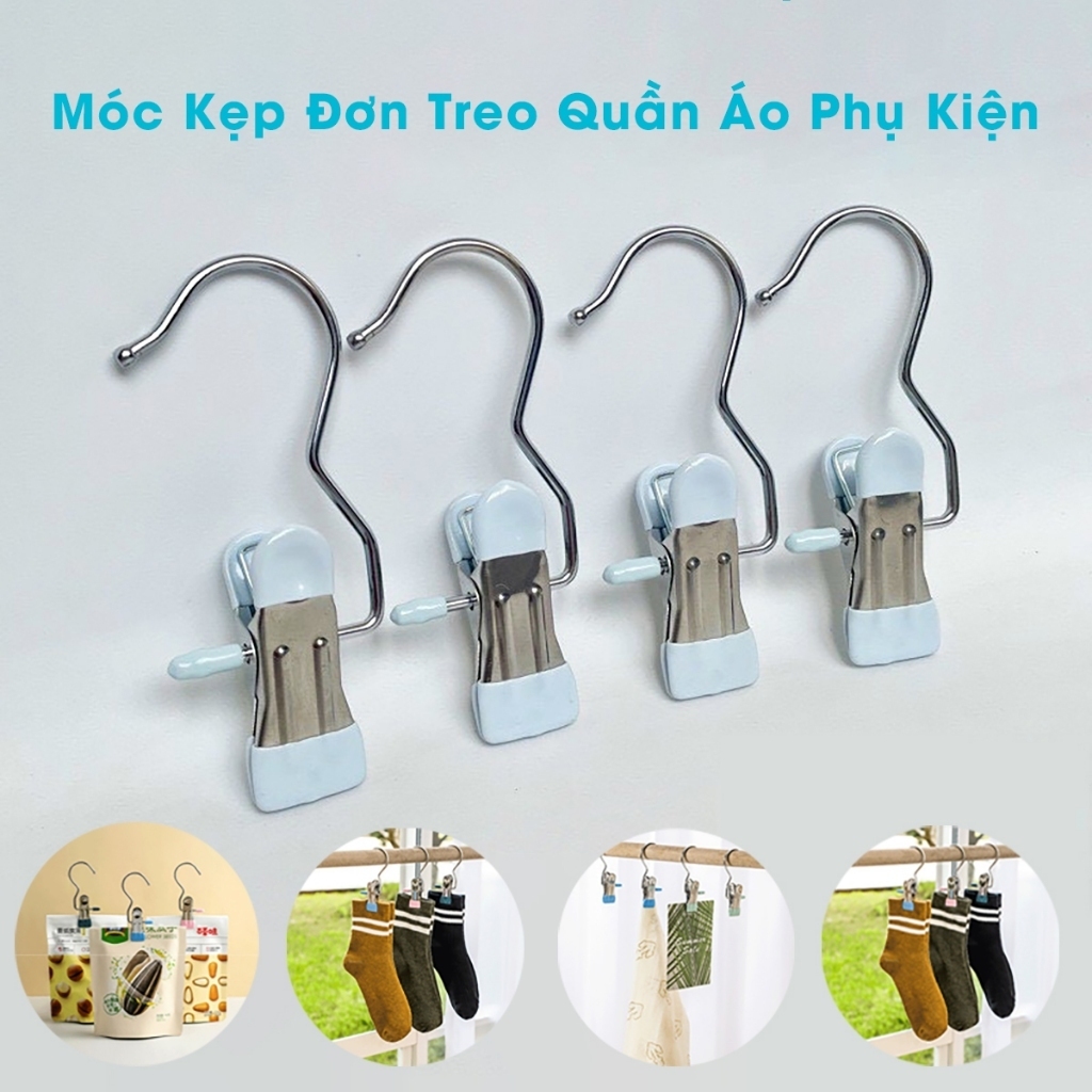 5 Móc kẹp Treo Quần Áo Gia Đình Móc Treo Quần Áo Kẹp Quần Áo Du Lịch Inox Tiện Dụng