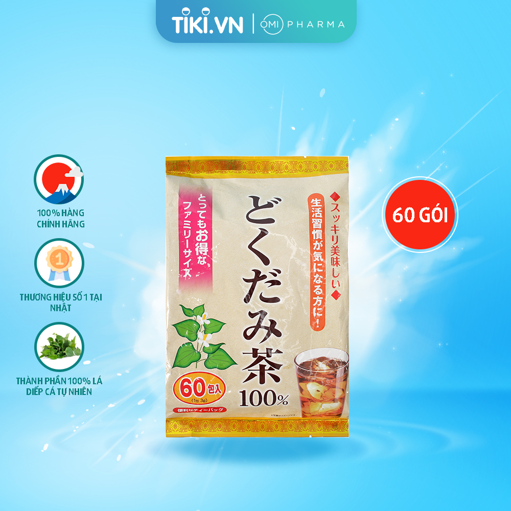 Trà Diếp Cá Yuwa 100% Lá Diếp Cá Giải Nhiệt Giải Độc,  Trừ Nắng Nóng Mùa Hè Yuwa Dokudami Tea 100% Gói 60 gói