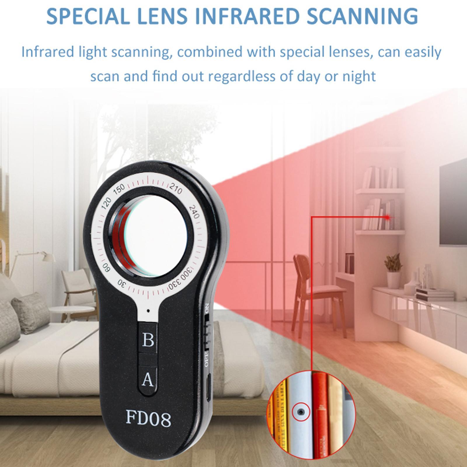FD08 Wireless Detector Camera, Multifunctional Portable Mini Infrared IR Scanner, for Bathroom Travel Protection Vibration Alarm Personal Alarm