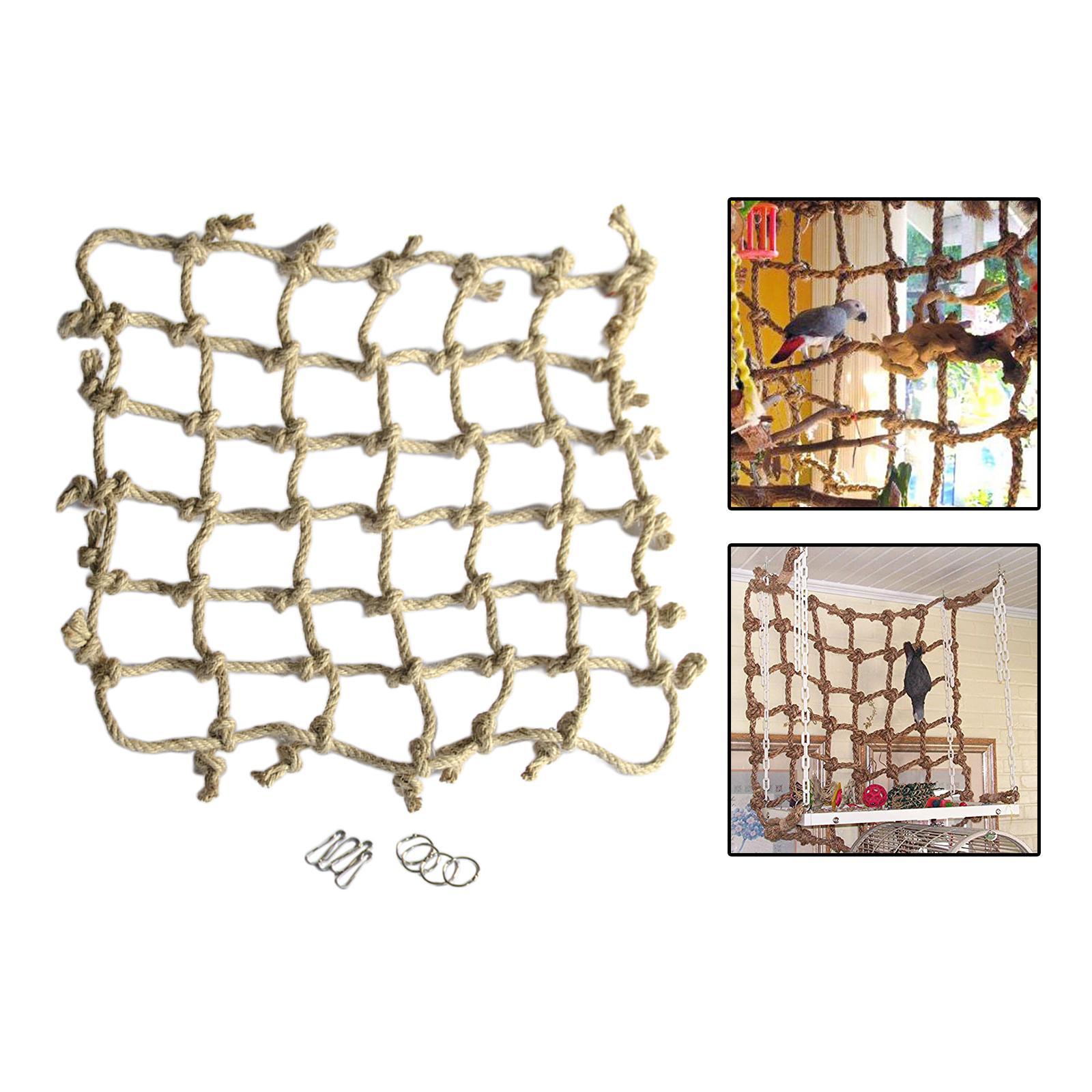 Pet Parrot Climbing Net Cage Perch Hanging Ladder Hammock Cage Swing