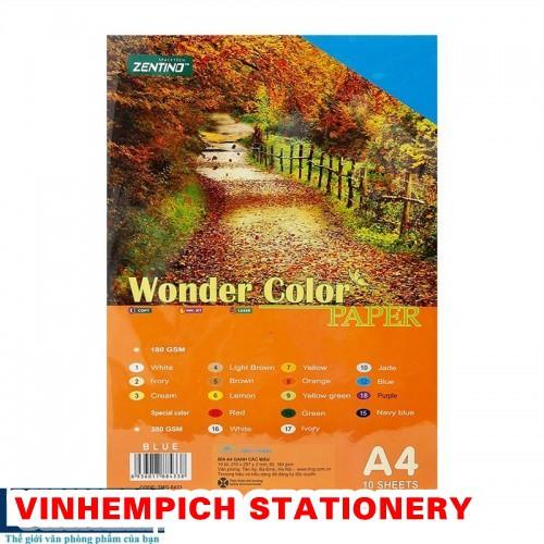 Bìa ganh A4 Zentino 180gsm Wonder Color Xanh Dương