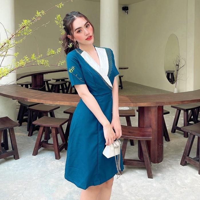 VÁY CÔNG SỞ - XANH CỔ TIM THANH LỊCH - ĐẦM NỮ XINH - GD182