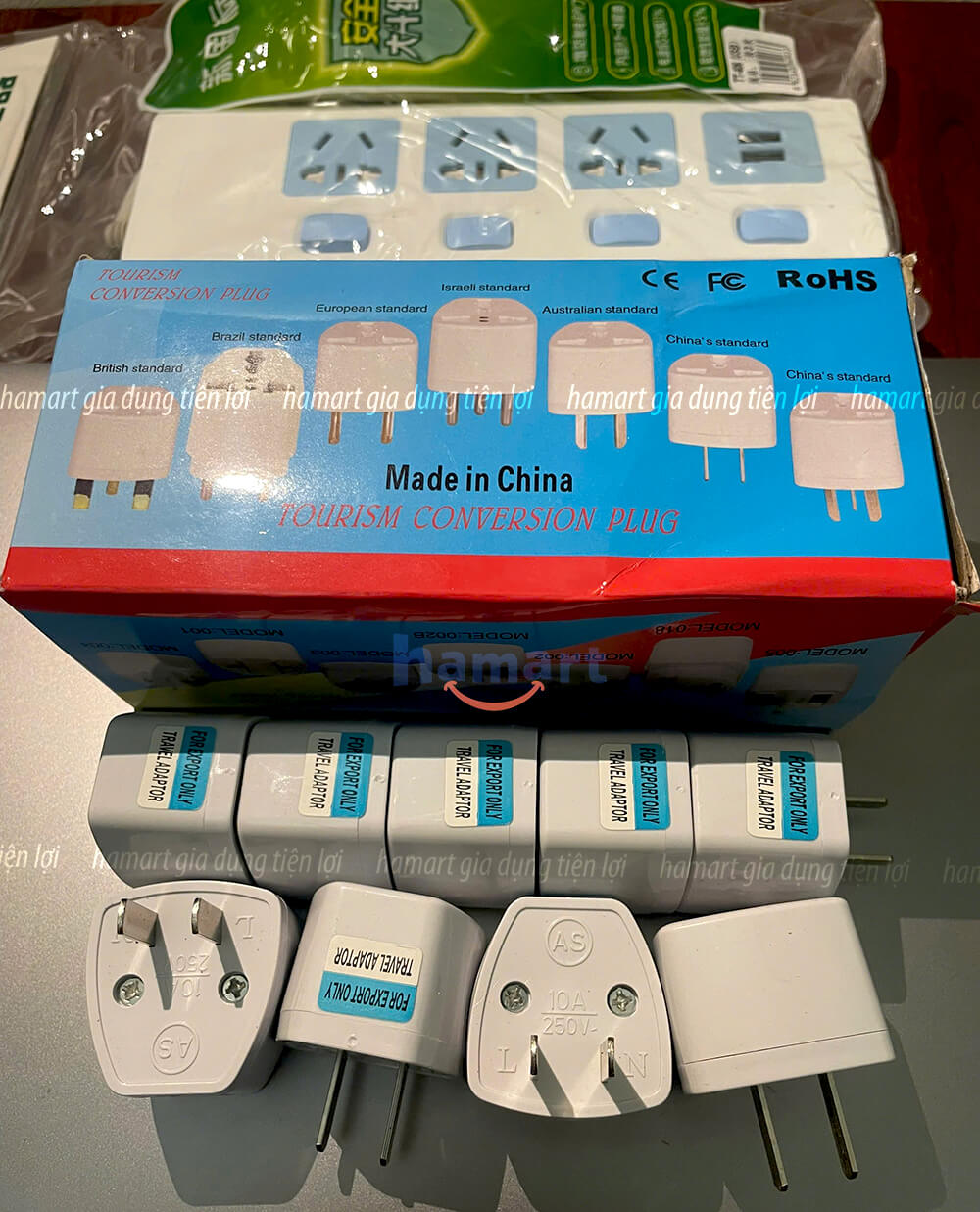 Ổ Cắm Điện Thông Minh 3 Lỗ Chống Giật Hamart 2 Cổng Sạc USB Đa Năng Đèn LED TẶNG Đầu Nối 2 Chân