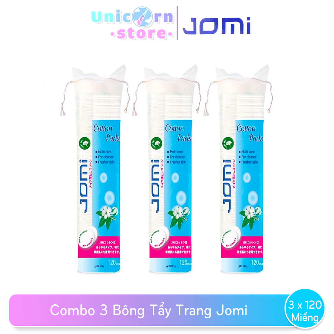 Combo 3 Bông Tẩy Trang Jomi (120 Miếng/Túi)