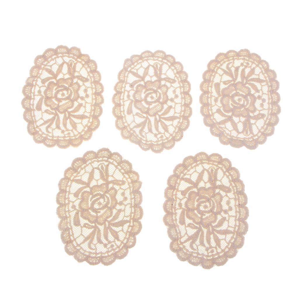 5 Pieces Embroidery Lace Appliques for Clothes Dress Decor Rose