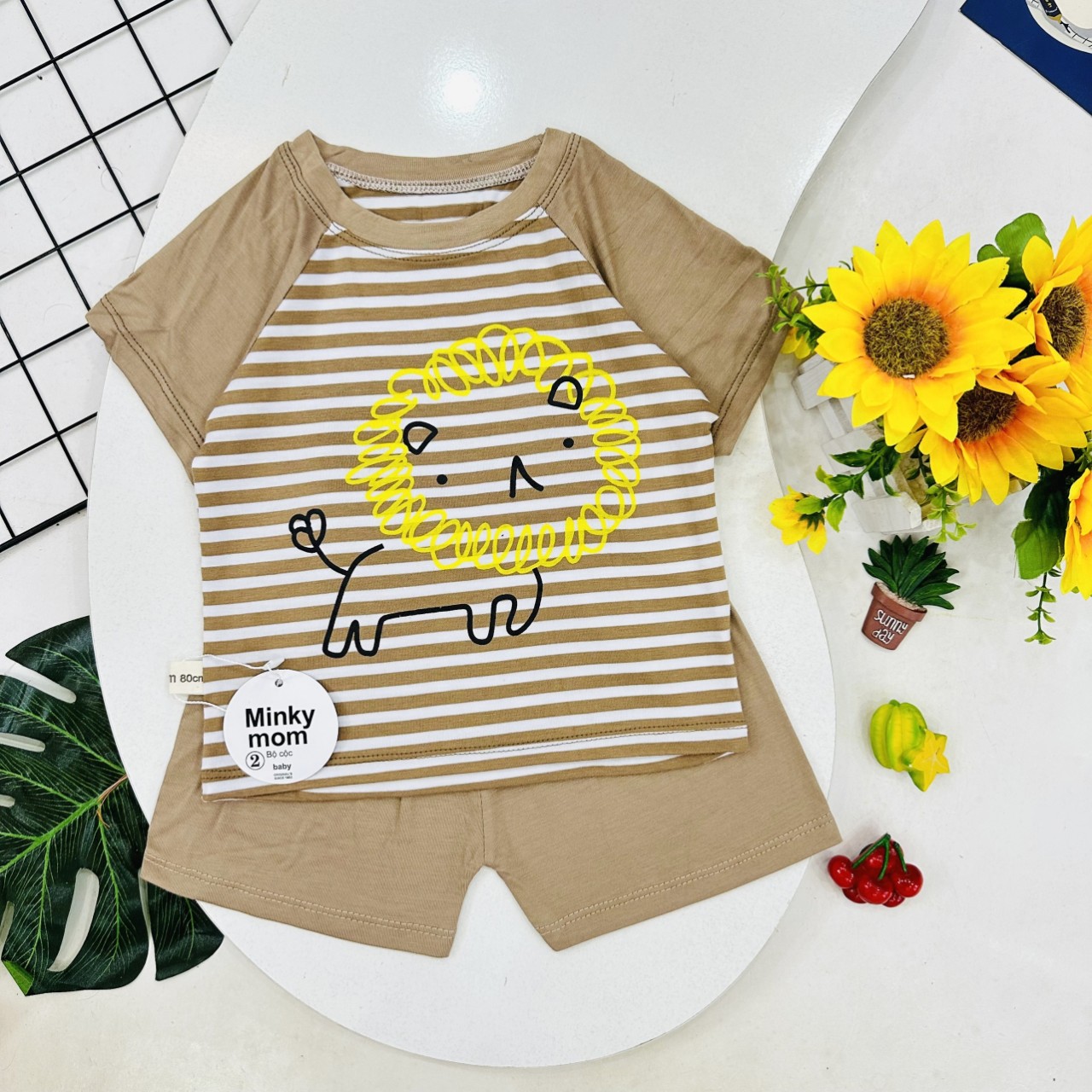 Quần áo thun cộc tay cho bé trai bé gái kẻ ngang thun lạnh Minky mom co dãn 4 chiều thoáng mát thấm mồ hôi