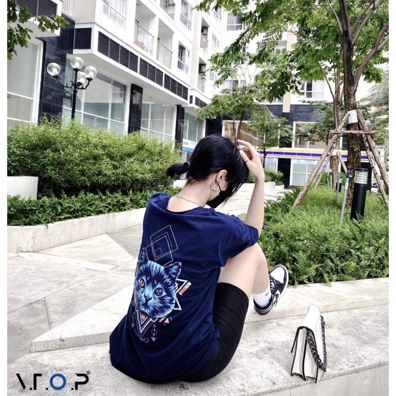 Áo thun nam nữ unisex Cat Robbot oversize
