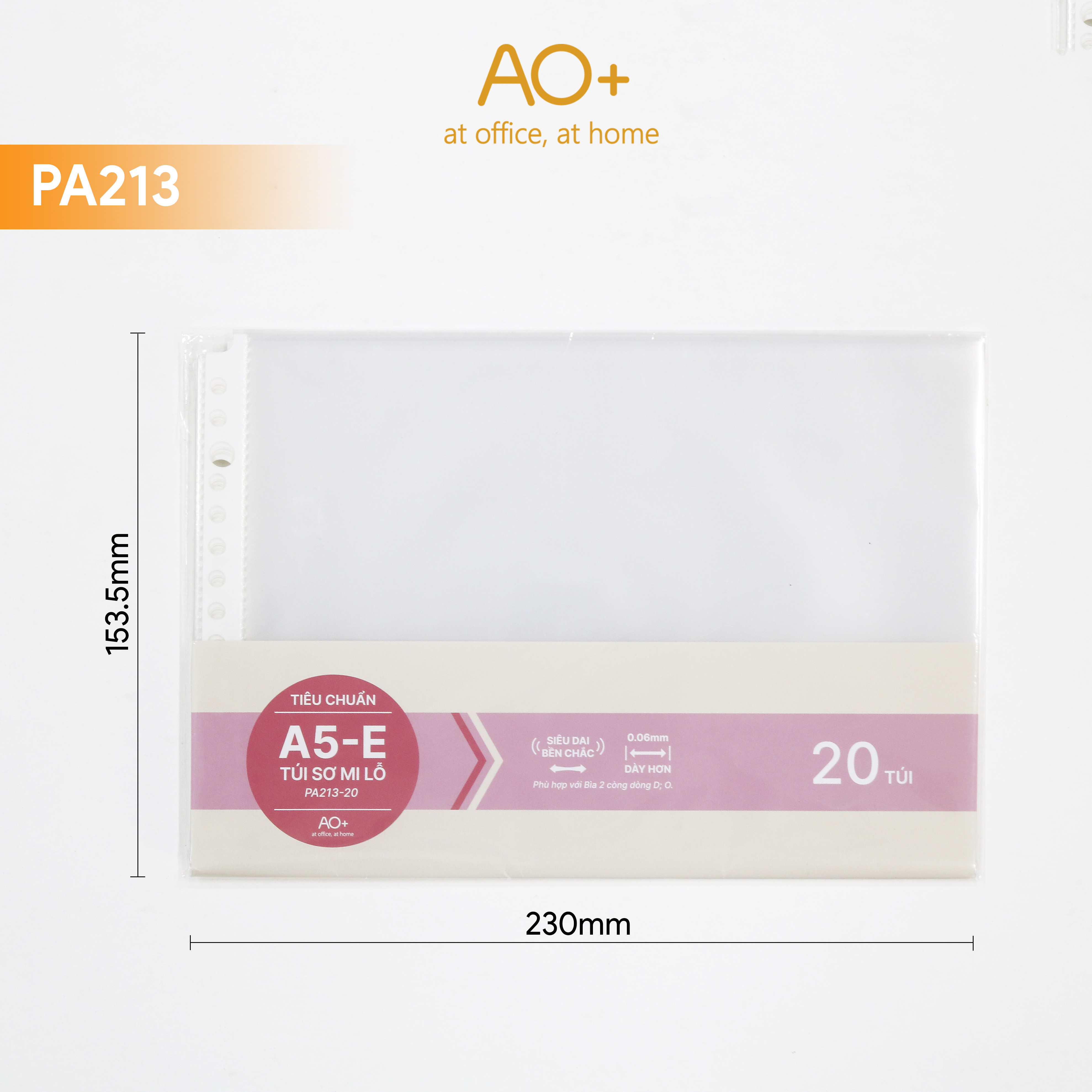 Bìa lá lỗ A5 AO+ rời đựng giấy tờ, tài liệu tiện lợi, độ dày 0.06mm (Xấp 20/50 lá) PA213/PA214