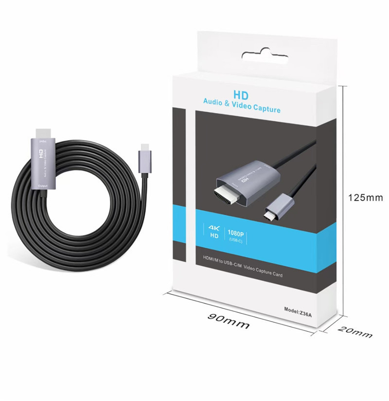 Thẻ HD Audio & Video Capture Đầu Vào 4K Đầu Ra Full HD 1080p Loại C Cho Điện Thoại Capture / Máy Tính Game Live Plug And Play, Màu Xám
