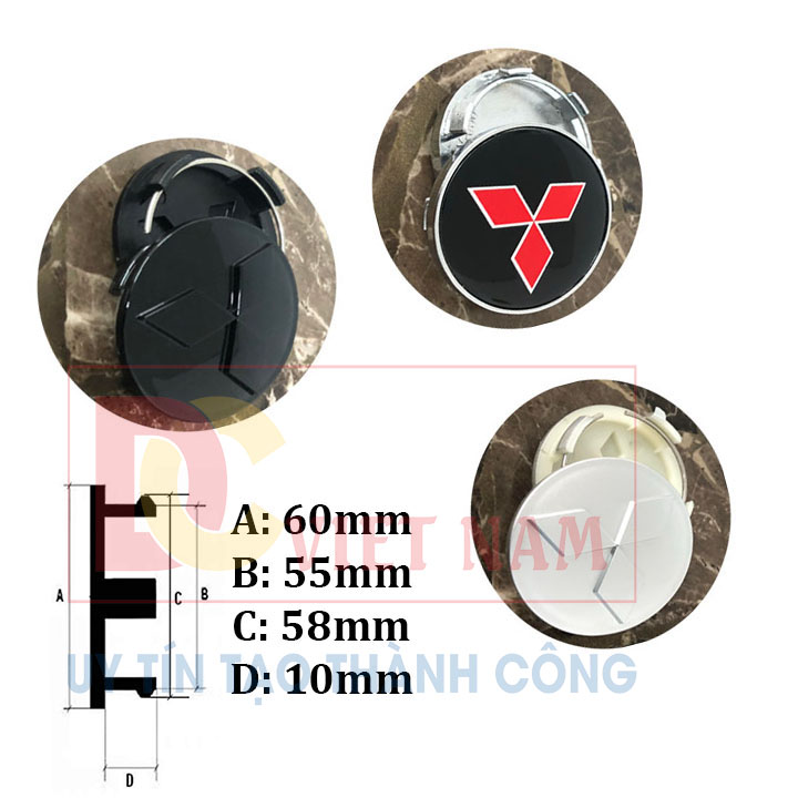 Logo chụp mâm, vành bánh xe ô tô hãng Mitsubishi/Kích thước 60mm/mã MTS60