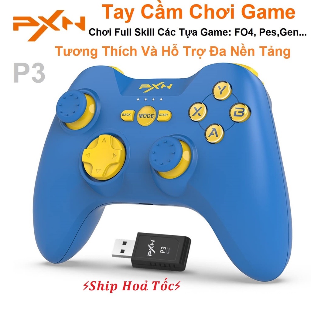 Tay cầm chơi game fifa online 4 Vinetteam PXN 9613 V2 P3 - Tay cầm chơi game không dây Bluetooth Wireless form XBOX dành cho PC / PS3 / Android / IOS / Smart Tivi - hàng nhập khẩu