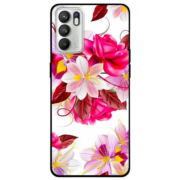 Ốp lưng dành cho Oppo Reno 6 - Reno 6 5G - Reno 6Z 5G - Hoa Đỏ Nền Trắng