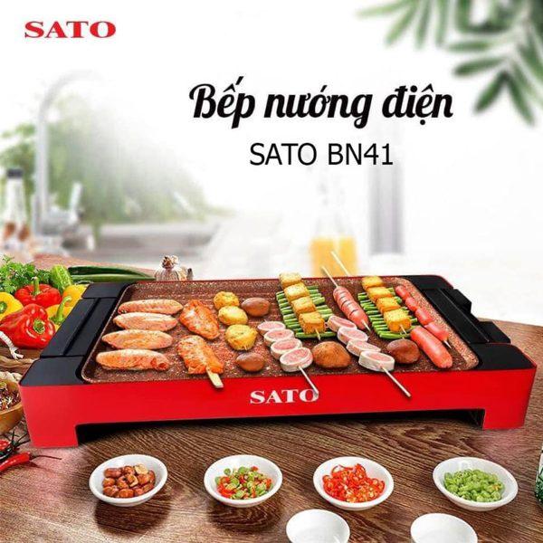 Bếp nướng điện không khói SATO BN41, Hợp Kim Nhôm Đúc Nguyên Khối Phủ Chống Dính Cao Cấp