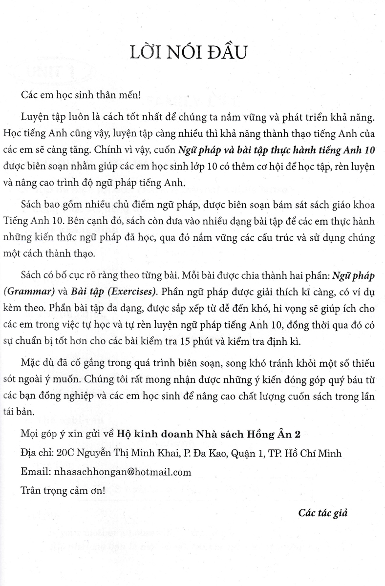 Ngữ Pháp Và Bài Tập Thực Hành Tiếng Anh 10 _HA