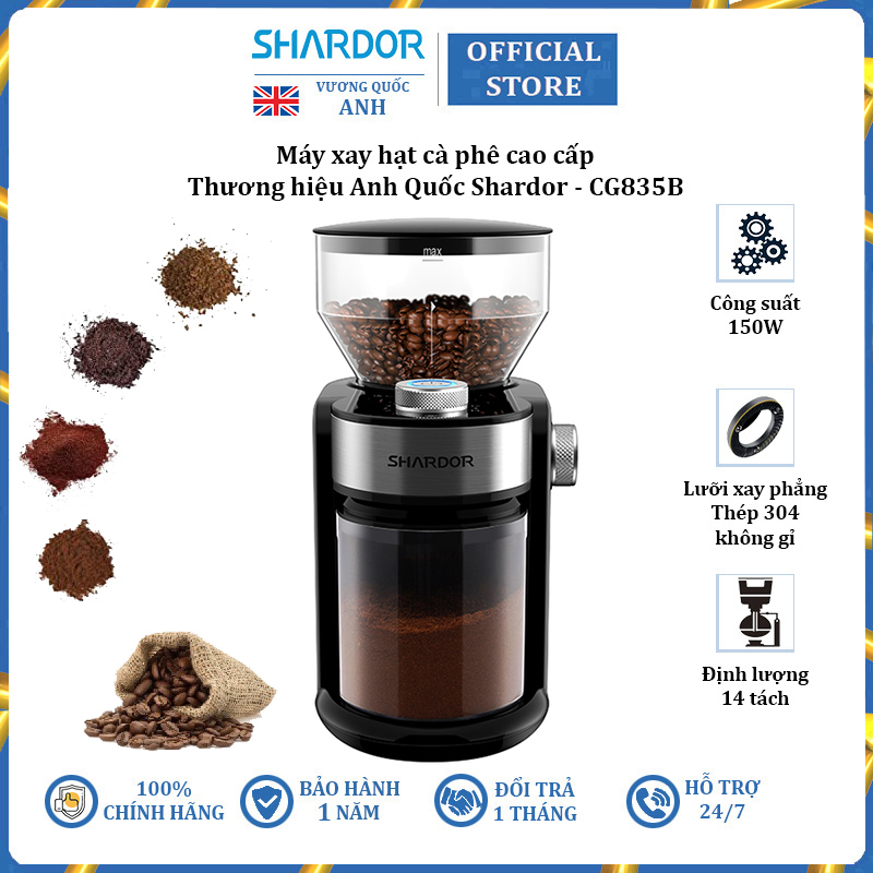Nhập CECAMP30KD5 giảm 30K Máy xay cà phê cao cấp thương hiệu Shardor CG835B - HÀNG NHẬP KHẨU