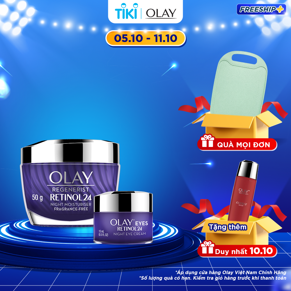 Combo OLAY Ngăn Ngừa Lão Hóa Chiết Xuất Retinol24: Kem Dưỡng Ban Đêm 50g Và Kem Mắt 15ml