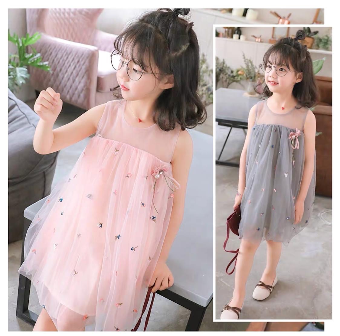 Váy Baby Doll cho bé gái. Váy đầm suông thêu hoa rơi đáng iu cho bé. Hàng Quảng Châu Loại 1 Cao Cấp