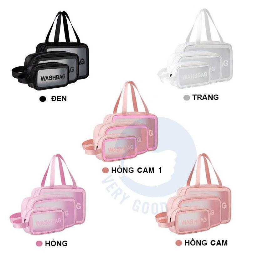 TÚI ĐỰNG MỸ PHẨM, ĐỒ TRANG ĐIỂM ĐI DU LỊCH WASHBAG TRONG SUỐT, CHỐNG THẤM NƯỚC HL008