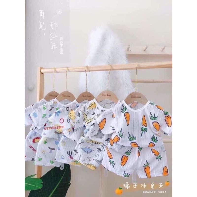 set cộc cooton thông hơi bé trai,, bé gái,, size:3-14kg