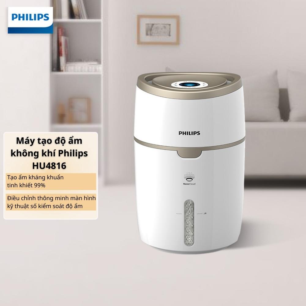 Máy tạo độ ẩm Philips công nghệ NanoCloud HU4816 không phun sương hơi nước làm ẩm không khí khô và tự động điều chỉnh cho phòng 44m2 - Hàng nhập khẩu