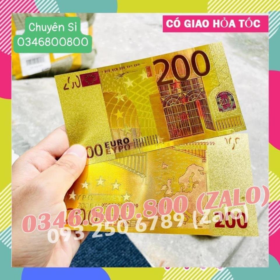 Tờ Tiền Kỉ Niệm 200 EURO Plastic Mạ Vàng Lì Xì Tết May Mắn