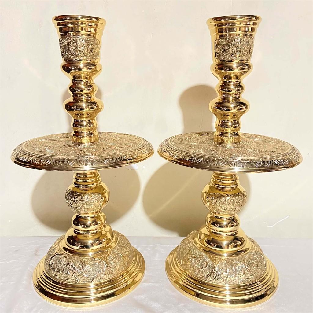 Bộ Tam Sự Đỉnh Tròn Bằng Đồng Cao 53cm