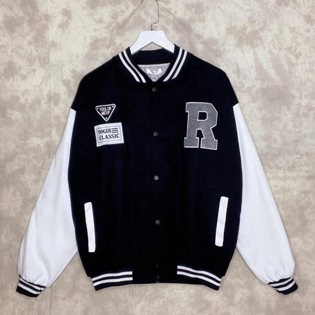 Áo Khoác Bomber thêu chữ R áo varsity da lộn Dù 2 Lớp Nam Nữ Unisex Nhiều Mẫu, Áo khoác Gió Chống Nắng