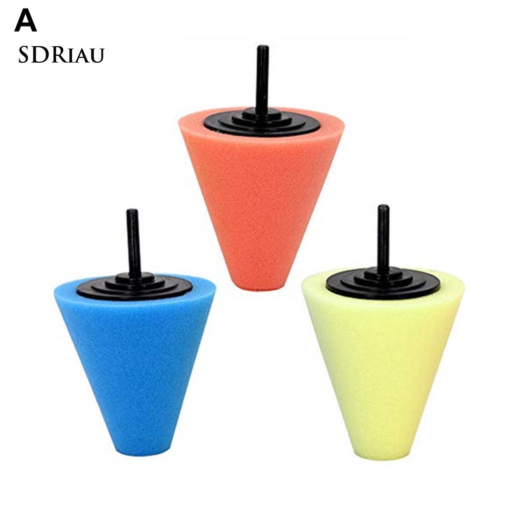 Set 3 / 4 / 5 / 6 Miếng Xốp Hình Nón Nhiều Màu Sắc Dùng Để Đánh Bóng Xe Hơi