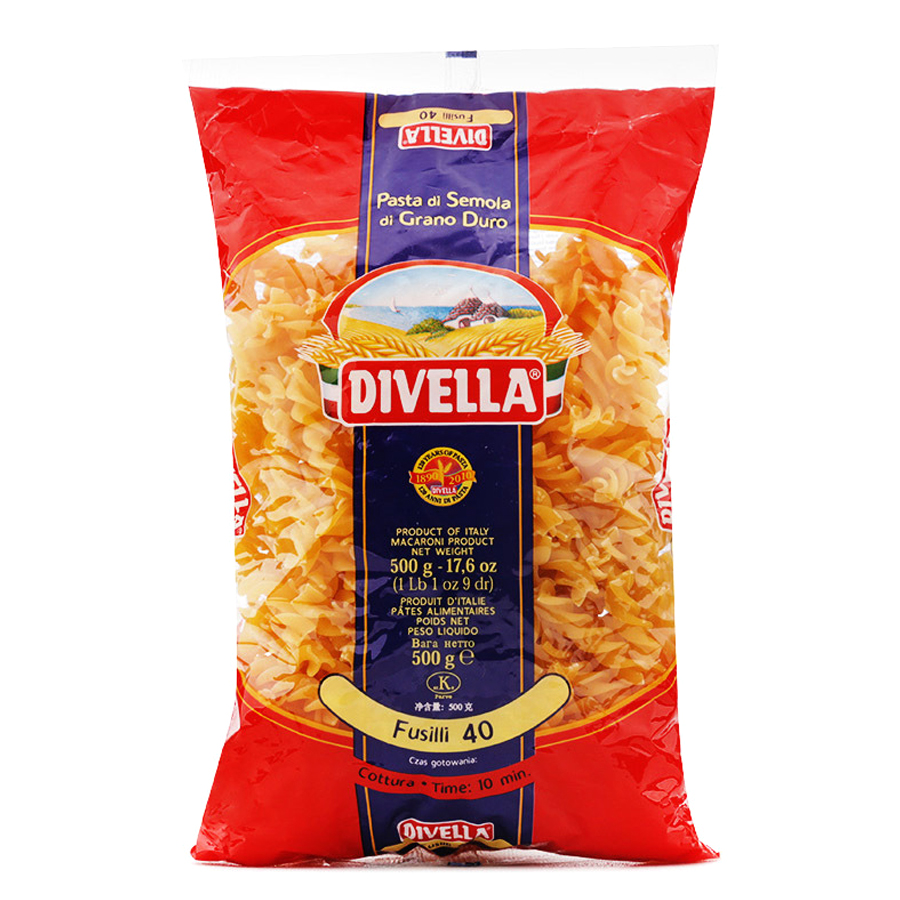 Nui Xoắn Divella Fusilli Số 40 (500g)