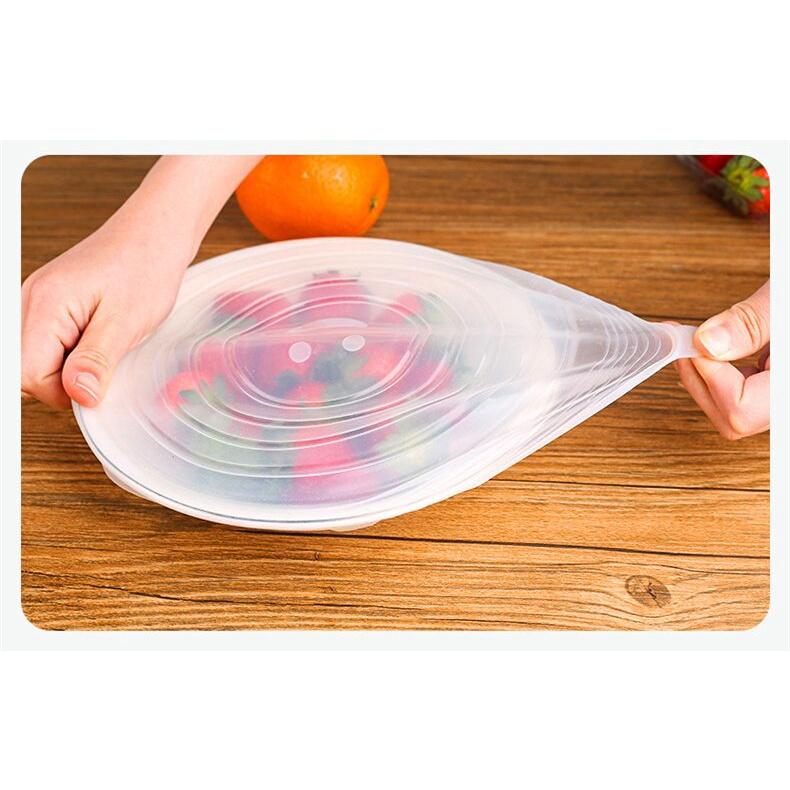6 Pcs Food Wraps Reusable Silicone Food Fresh Keeping Sealed Covers Silicone Seal Vacuum Stretch Lids Saran Wraps Organization