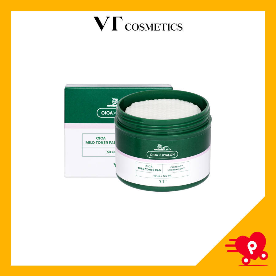 Miếng tẩy tế bào chết và cân bằng da 60 miếng Centella rau má (VT CICA MILD TONER PAD) PICKO