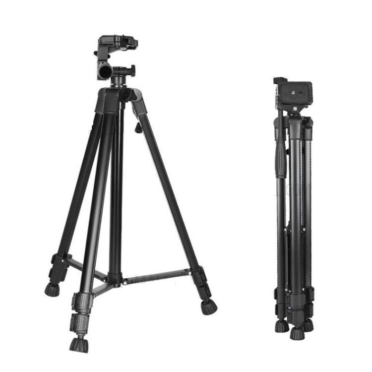 Combo Chân máy ảnh quay phim DSRL Tripod 3366 + Đầu kẹp điện thoại Selfie - Giao màu ngẫu nhiên