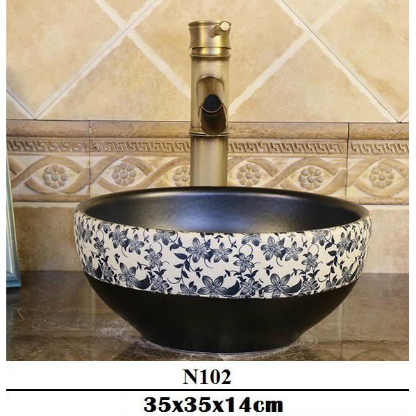 Chậu sứ lavabo nghệ thuật để bàn với tông màu đen huyền bí