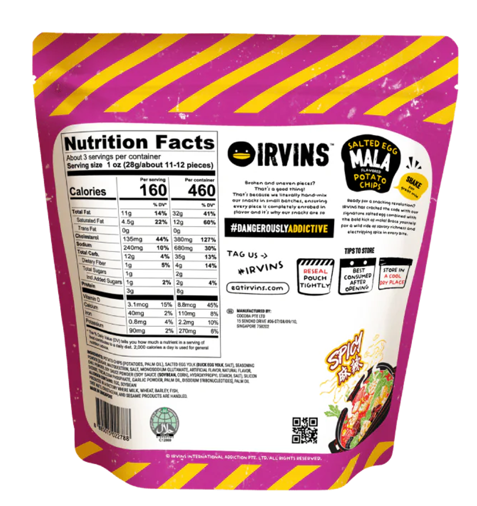 Khoai tây trứng muối vị ớt Mala 80g IRVINS