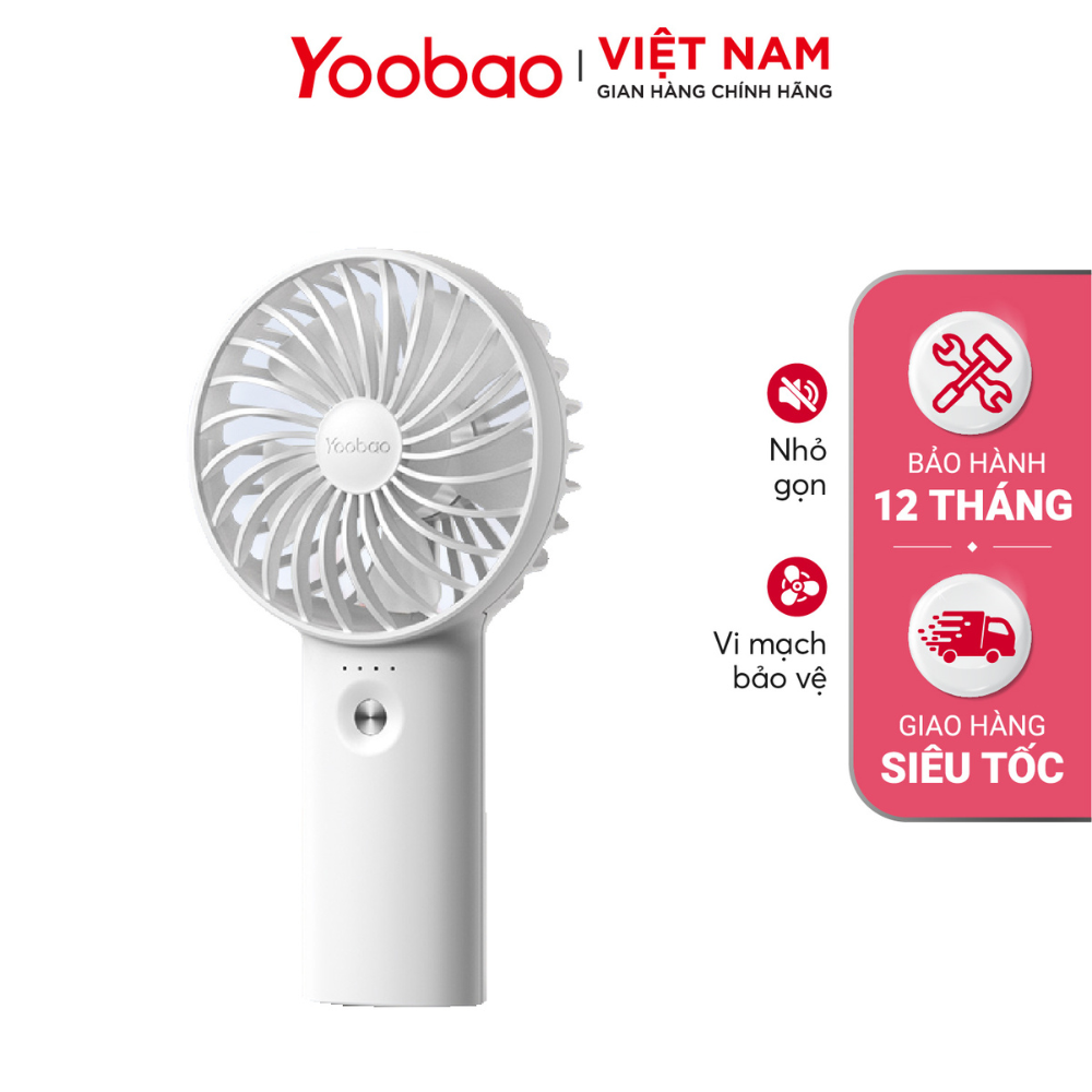 Quạt cầm tay YOOBAO F3 3000mAh - 6000mah - Quạt 4 cánh với 3 chế độ gió Nhỏ gọn tiện lợi - Hàng chính hãng - Bảo hành 12 tháng