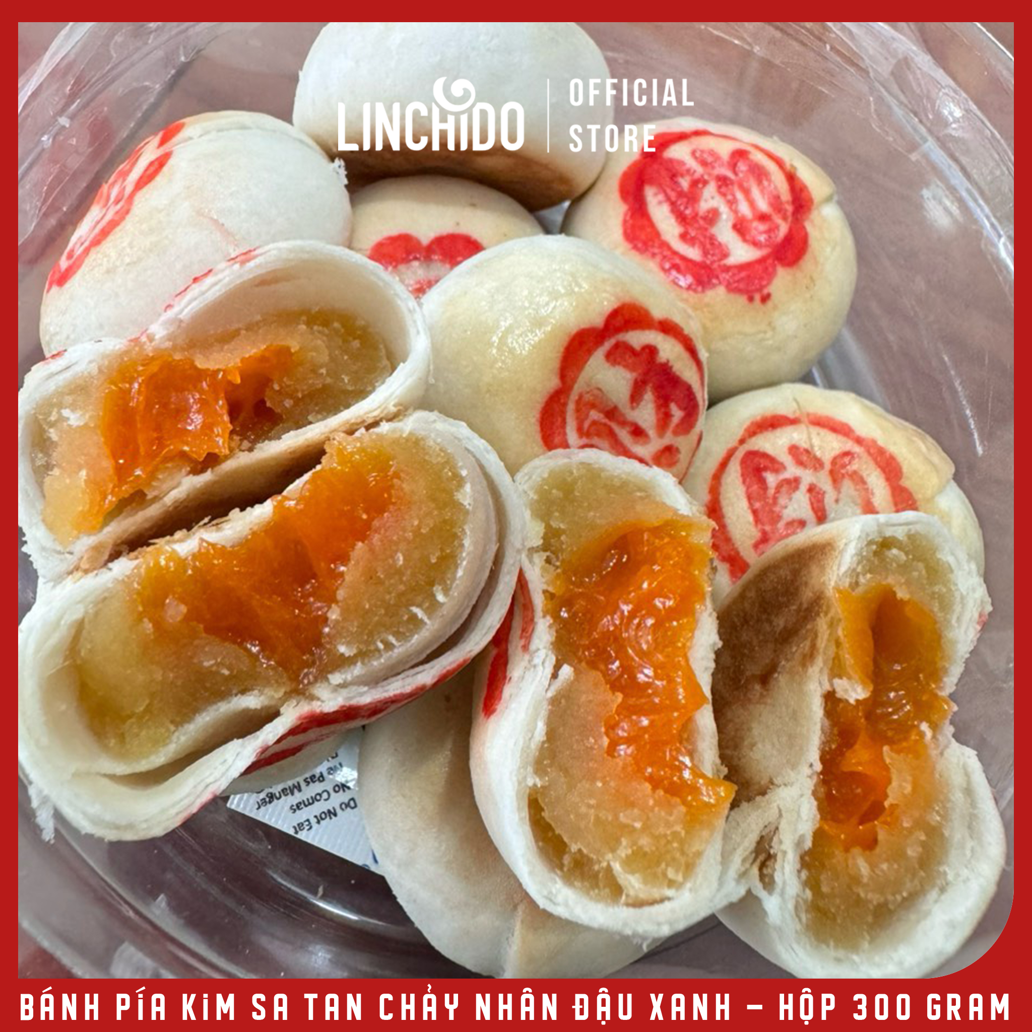 Bánh pía kim sa tan chảy nhân đậu xanh - Hộp 300 Gram