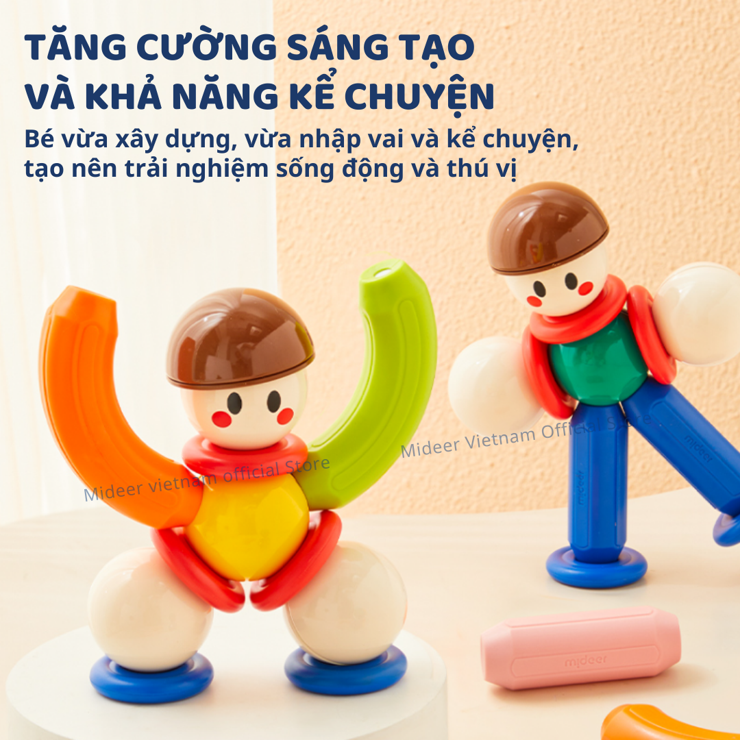 Đồ chơi nam châm xếp hình cho bé Mideer Growth PLUS Magnetic Building Sticks
